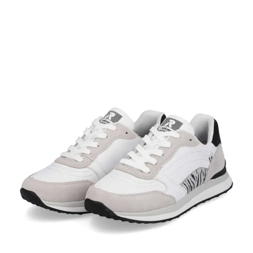 Rieker Damesneaker Lav Swan-White Arctic-Grey Zebra
