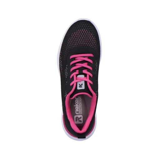 Rieker Damesneaker Lav Urban Sort Flamingo Pink
