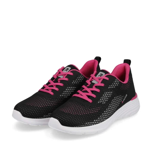 Rieker Damesneaker Lav Urban Sort Flamingo Pink