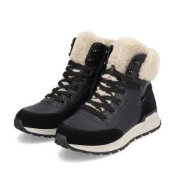 Rieker DameStøvler Med Ledning Midnight-Black Stone-Grey