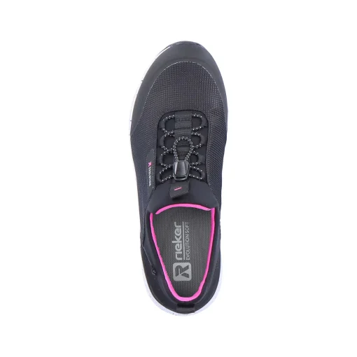 Rieker Dametofler Urban-Sort Flamingo-Pink