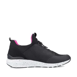 Rieker Dametofler Urban-Sort Flamingo-Pink