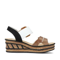 Rieker Kilesandaler Til Kvinder Brun Beige-Ren Hvid