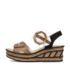 Rieker Kilesandaler Til Kvinder Brun Beige-Ren Hvid