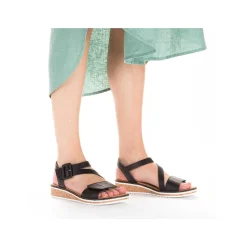 Rieker Kilesandaler Til Kvinder Mat Sorte