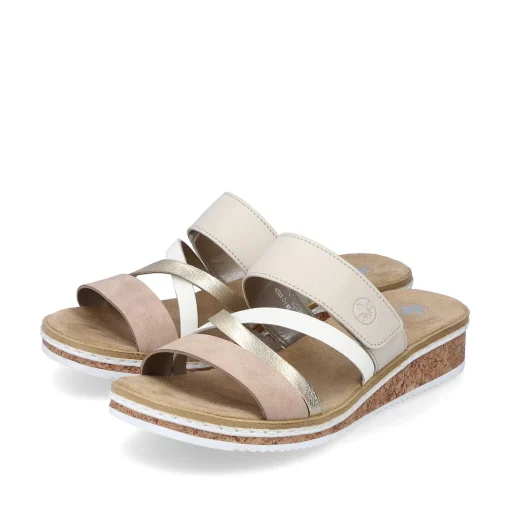 Rieker Kvinders Muldyr Beige-Metallic-Rosa