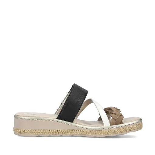 Rieker Kvinders Muldyr Brun Beige-Creme Hvid-Sort