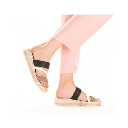 Rieker Kvinders Muldyr Brun Beige-Creme Hvid-Sort