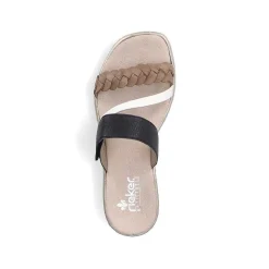 Rieker Kvinders Muldyr Brun Beige-Creme Hvid-Sort