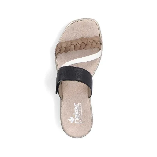 Rieker Kvinders Muldyr Brun Beige-Creme Hvid-Sort