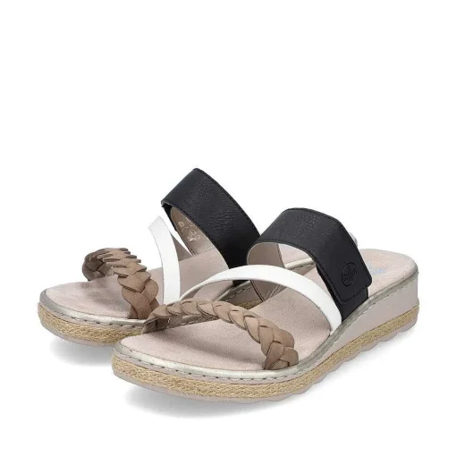 Rieker Kvinders Muldyr Brun Beige-Creme Hvid-Sort