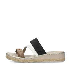 Rieker Kvinders Muldyr Brun Beige-Creme Hvid-Sort