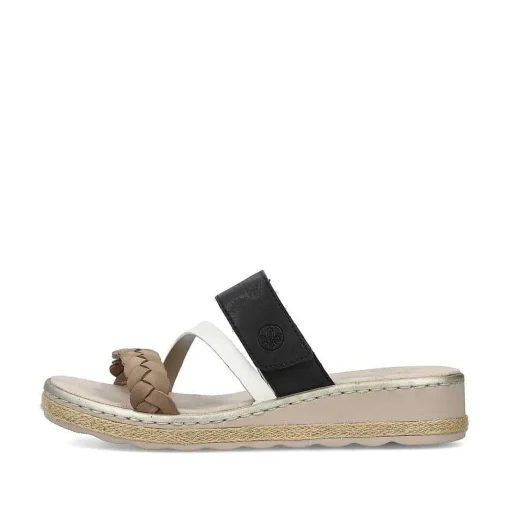 Rieker Kvinders Muldyr Brun Beige-Creme Hvid-Sort