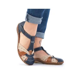 Rieker Sandaler Med Stropper Til Kvinder Marinebla-Beige